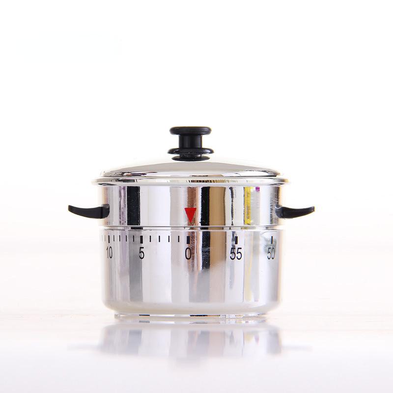 1pc White Kitchen Timer Alarm Mechanical Kettle Shaped Timer Clock Counting 60 Minutes Cuisine Kettle Styling Clockwork Timer