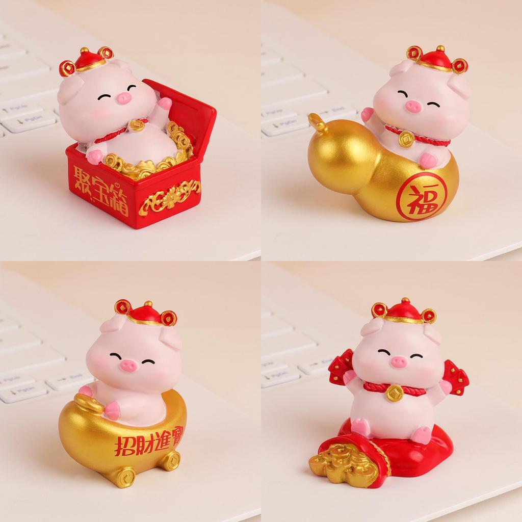 Zodiac Pig Creative Resin Figurine Decorative Gift For Celebrations And Festivals