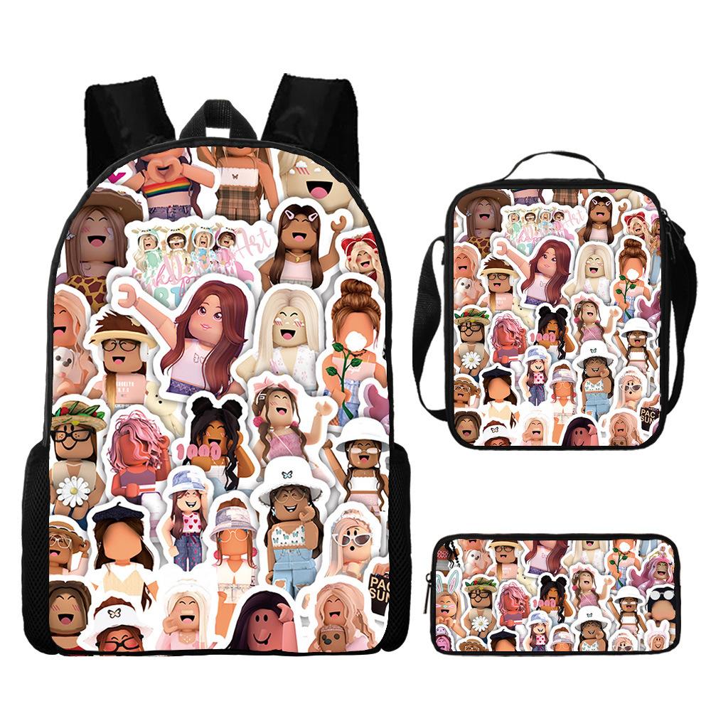 Roblox Student Schoolbag Korean Version Of Primary And Secondary School Backpack Ins Style Fashion Trend Backpack Three-Piece Set