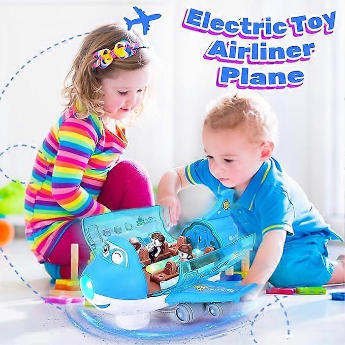 Giocattoli Aereo per Bambini Piccoli, Aereo di Linea Giocattolo Elettrico Aereo Rotante a 360° Veicoli Aerei con Luce e Musica, Giocattolo Aereo Elettrico Regalo per Bambini 3 4