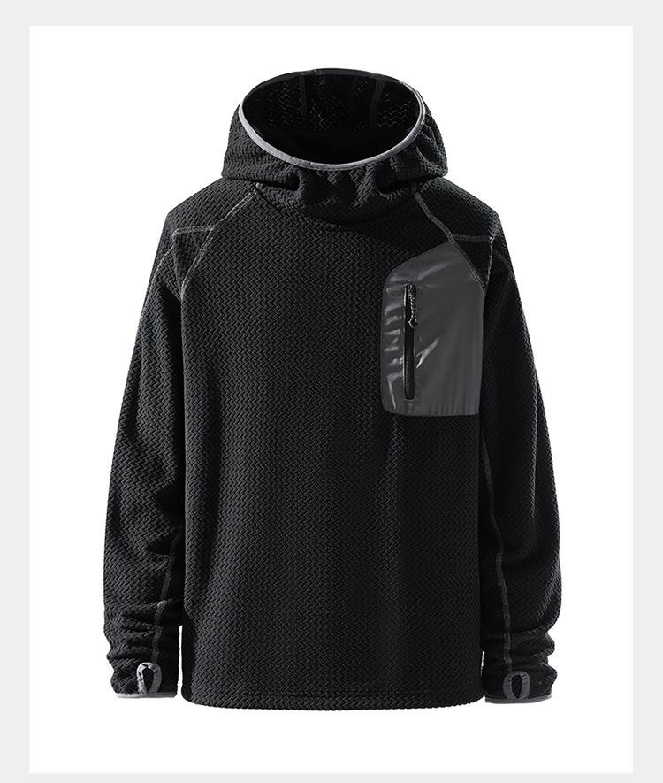 Unisex Bataan Wave Half-Zip Fleece Sweatshirt: Outdoor Warm Long Sleeve Top