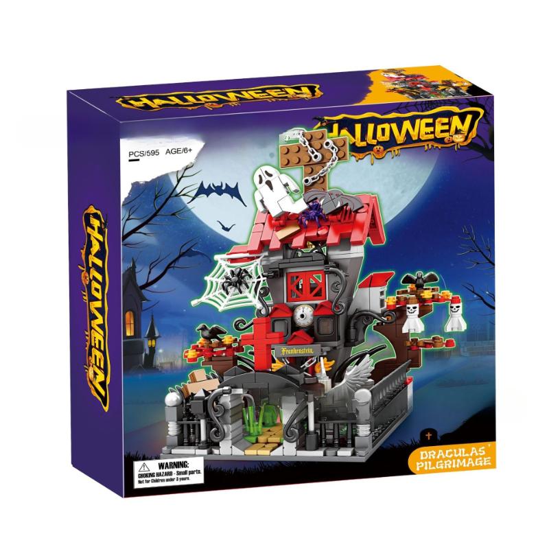 Halloween Gifts Small Particle Building Blocks, Pumpkin Houses Ghost Houses, Scene Building Blocks, Children's Intelligence Development, Assembly Toys