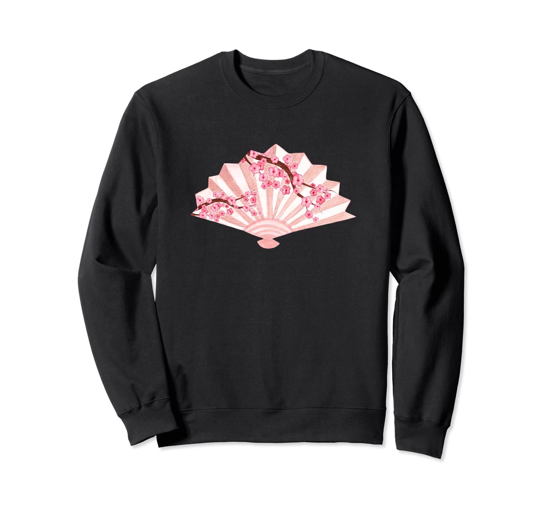 Beautiful Japanese Retro Fan with Cherry Blossom Design Gift Sweatshirt чёрный