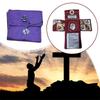 Santuario Tascabile Artigianale Con Croce Inclusa All'interno Sacca in Tessuto Croce della Fede Tasca da Cucito Set da Viaggio Con Immagini di Santi Preghiere
