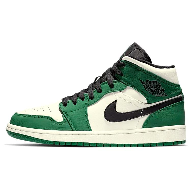 Jordan Air Jordan 1 Abrasion Resistant Slip Resistant Mid top Vintage Basketball Shoes Men's Black Green 852542-301(Team181-)