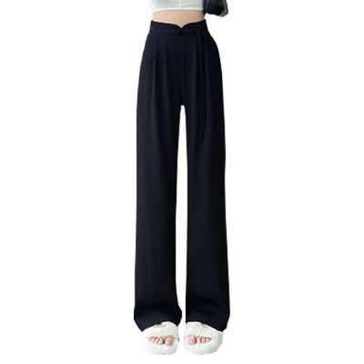 SAINT MARANT SL2420 Fashion Casual Banded Wide Leg Casual Pants with High Long Office Four Seasons Women's Belt, Waist, Black, Slacks, Suit, Stylish,
