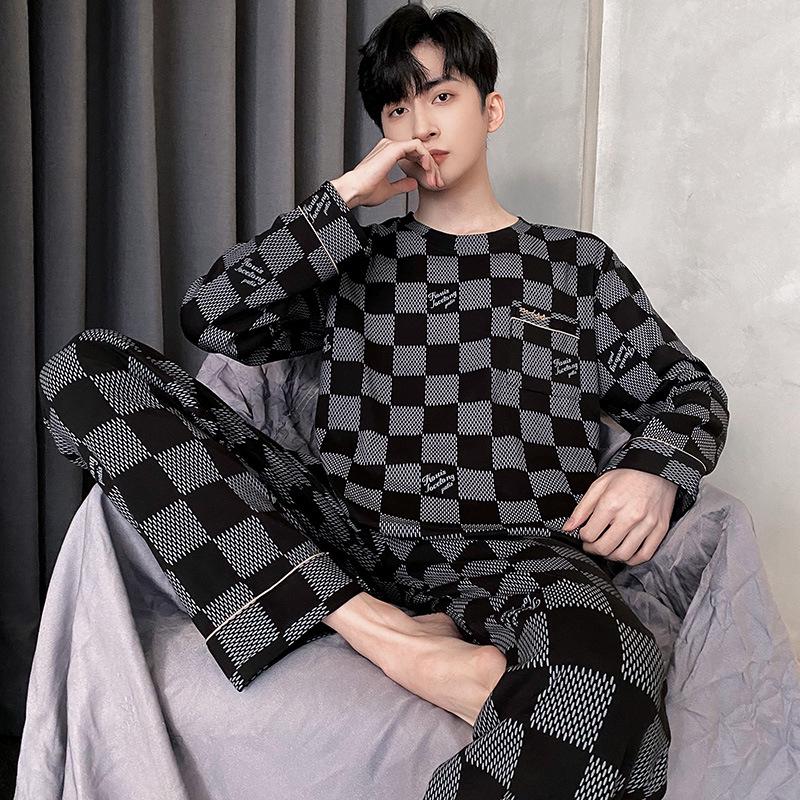 Pánské 2023 Jaro & Podzim Čistá Bavlna Dlouhý Rukáv Nadměrná Velikost Ležérní Domácí Oblečení