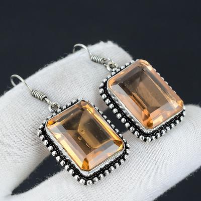 Morganit Edelstein Ohrringe, 925 Sterling Silber Ohrringe, Boho Silber Ohrringe Schmuck, Boho Ohrringe für Geschenke, Frauen Schmuck Ohrringe