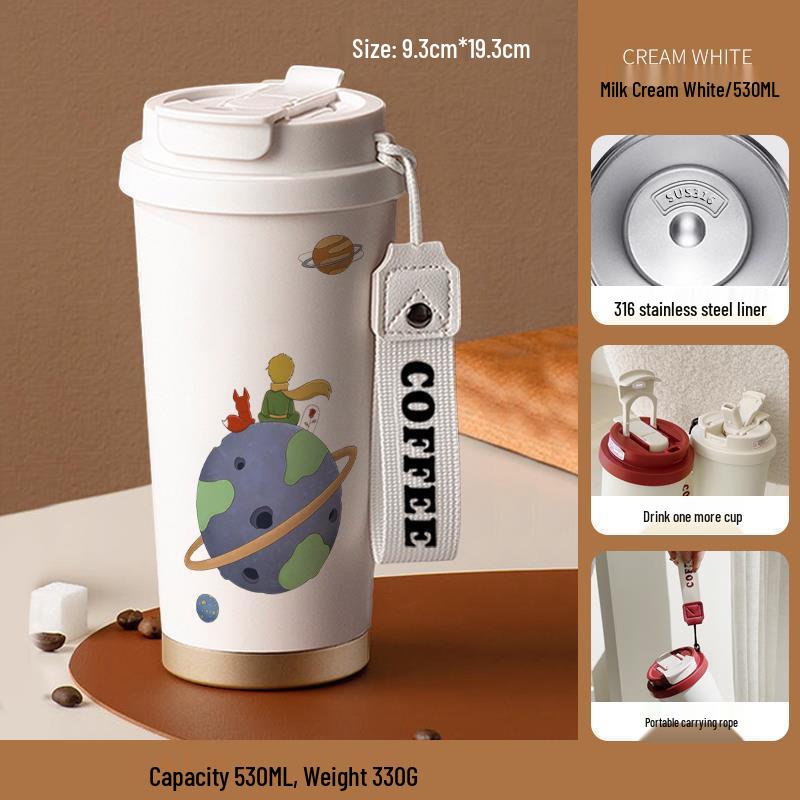 Malý princ 316 Nerezová ocel Izolovaný dětský hrnek se slámkou - Přenosná edice pro kávu a narozeninový dárek