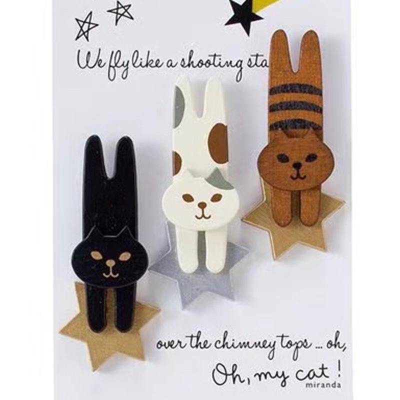 

Креативные деревянные наклейки с животными и мультяшные магниты на холодильник в виде кошек-звездочек