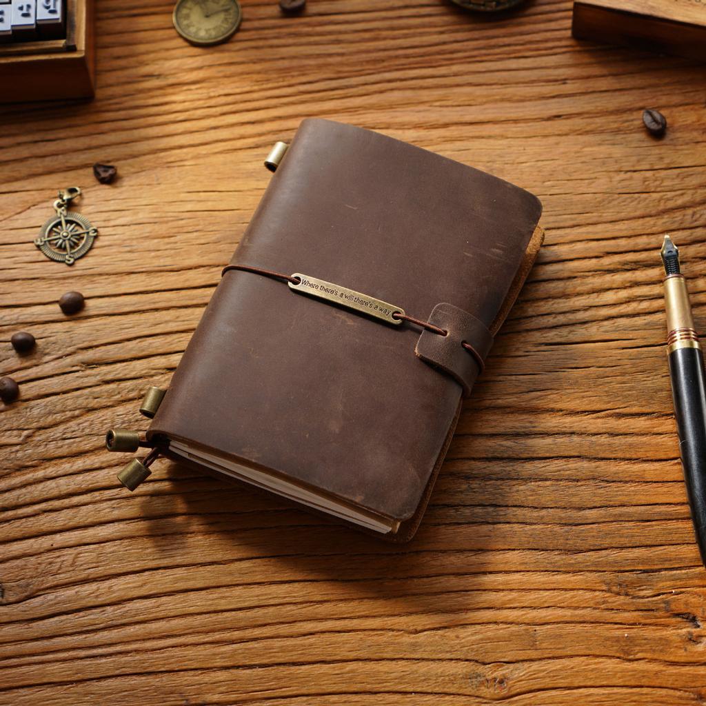2026 First Layer Cowhide Notebook Genuine Leather Retro Travel Notebook Handmade Loose-leaf Notepad Diary Spot