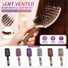 Curved Paddle Hair Brush with Boar Bristles Anti Static Detangling Styling Brush for Straight and Curly Hair Plastic Handle Nine Row Massage Comb