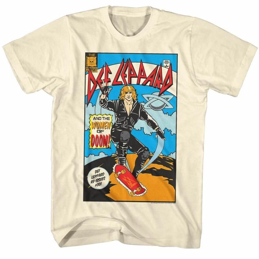 Def Leppard Comic Natural Adult T-shirt, Size S-4XL