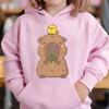 Cute Capybara Loves Bubble Tea Kids Hoodie Pink Sweater Autumn Winter Tops Girls Boys Hoodied