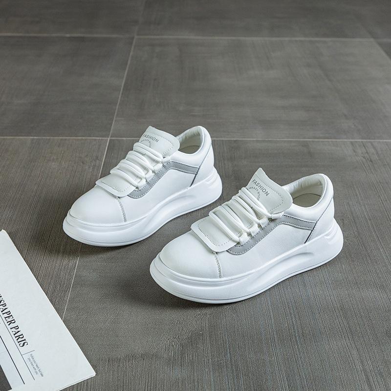 

Трендовый бренд классические кожаные маленькие белые туфли женские толстая подошва увеличение роста универсальные четыре сезона новые белые кеды 39 бежевый