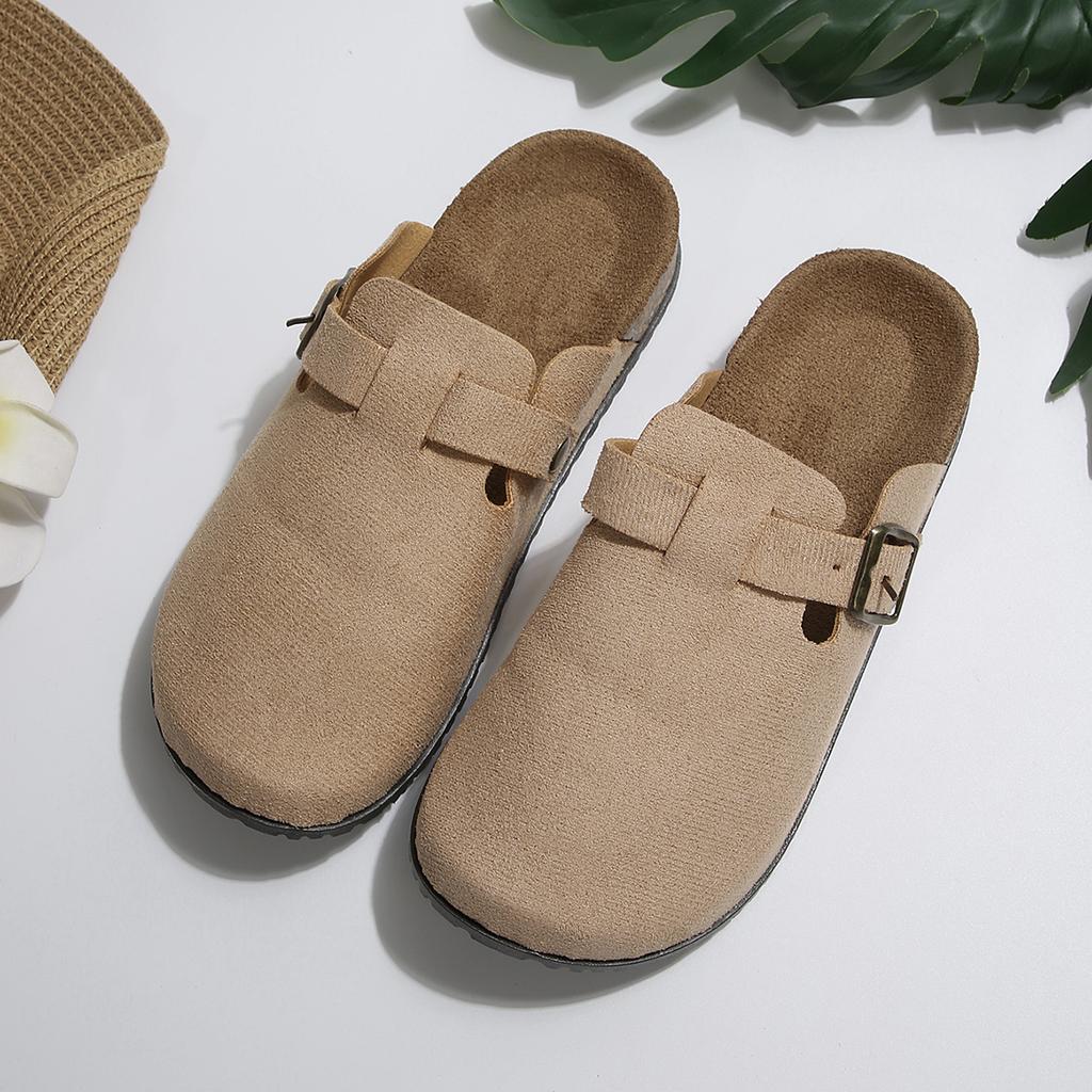 Cork Footbed Clogs For Women Fashion Leather Comfort Potato Shoes With Arch Support Indoor Outdoor Beach Slippers