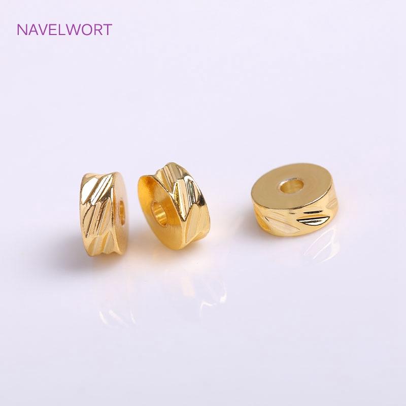 4mm 5mm 6mm Brass Round Diagonal-Cut Beads 18K Gold Plating Flat Round Spacer Beads DIY Jewellery Making Supplies Wholesale