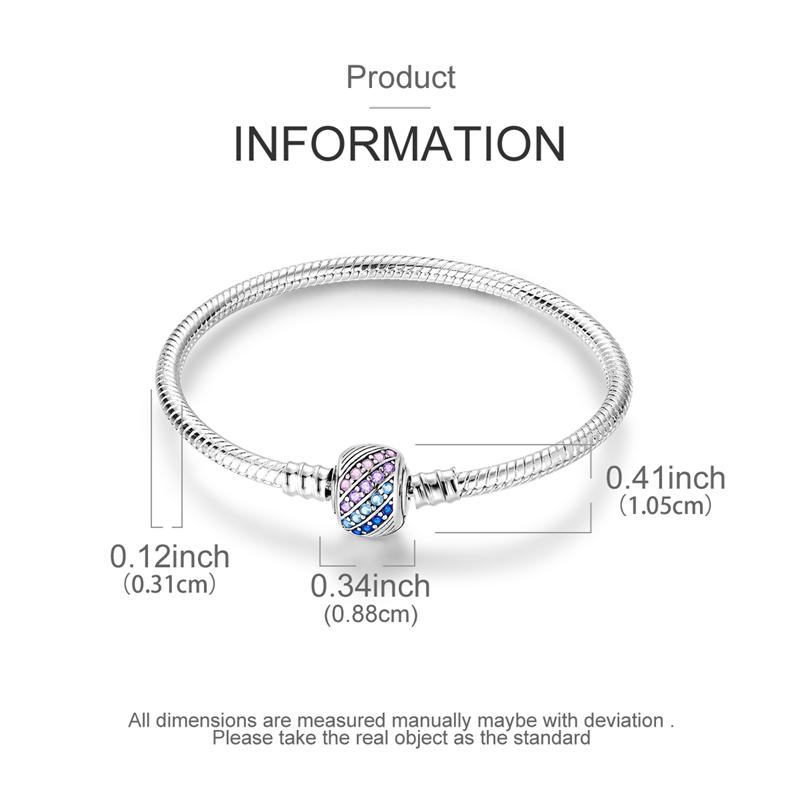 Bracelet 925 Silver Bracelet 17-20CM Love Heart Zircon Original Bracelets Fit Charms Bracelets Jewelry Gifts