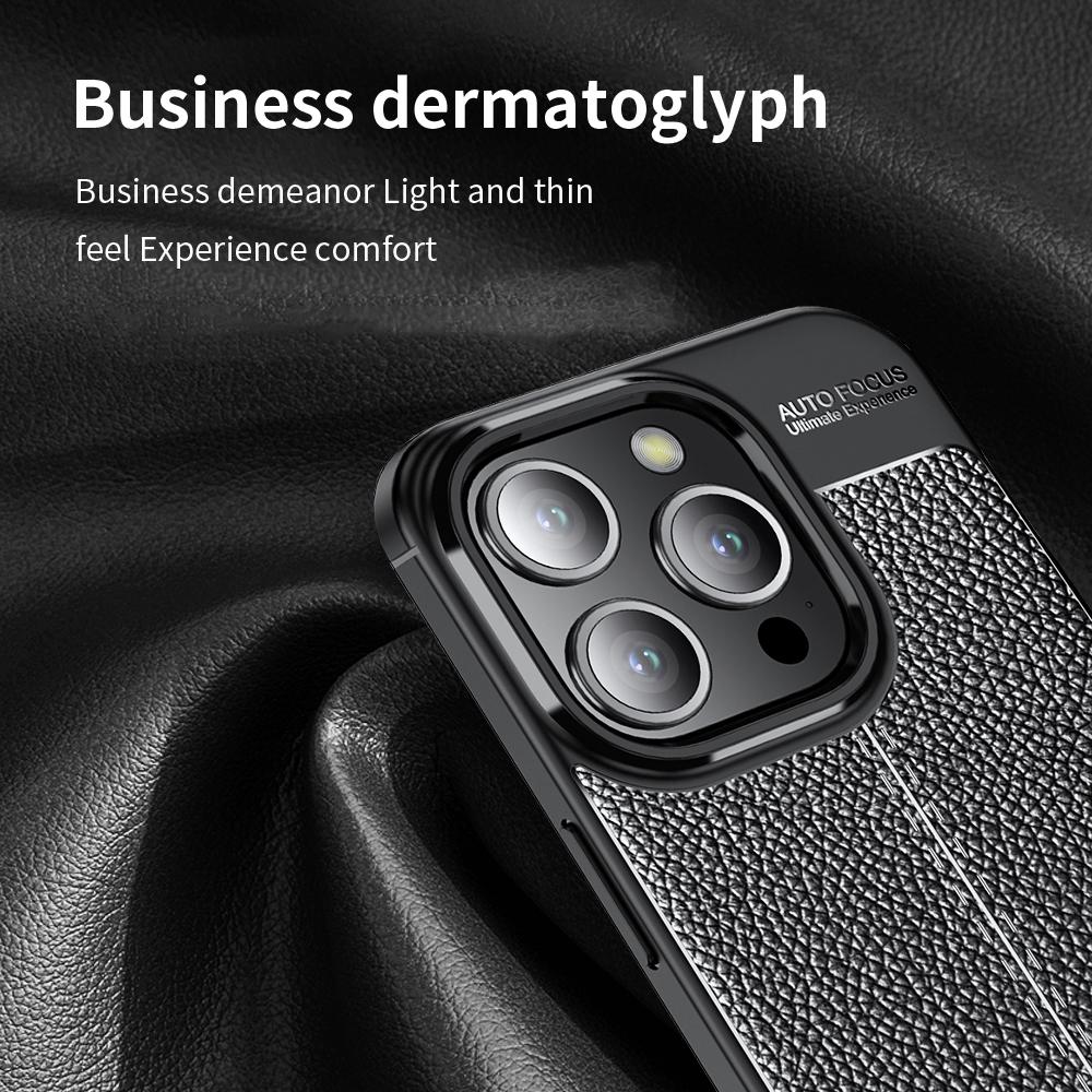 Business Style Litchi Pattern Silicone Shockproof Case For iPhone 15 14 13 12 11 Pro Xs Max XR 7 8 6 6s Plus SE  Back Cover
