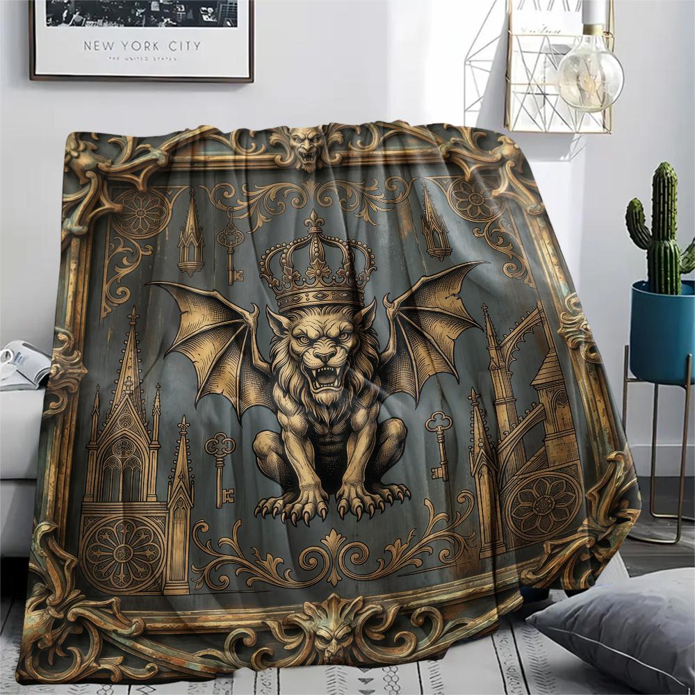 Retro Dark Gothic Animal Print Flannel Blanket High quality Comfortable for All Seasons Home Decor Warmth and Comfort Perfect for Christmas Gifts