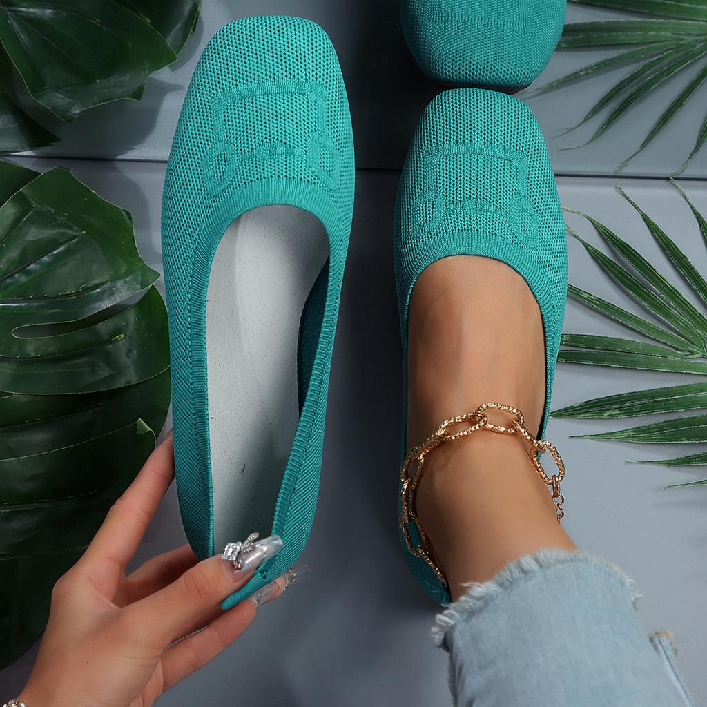 Women's Casual Single Shoes Shallow Mouth Single Shoes Round Head Soft Sole Knitted Shoes Mother Shoes Single Shoes