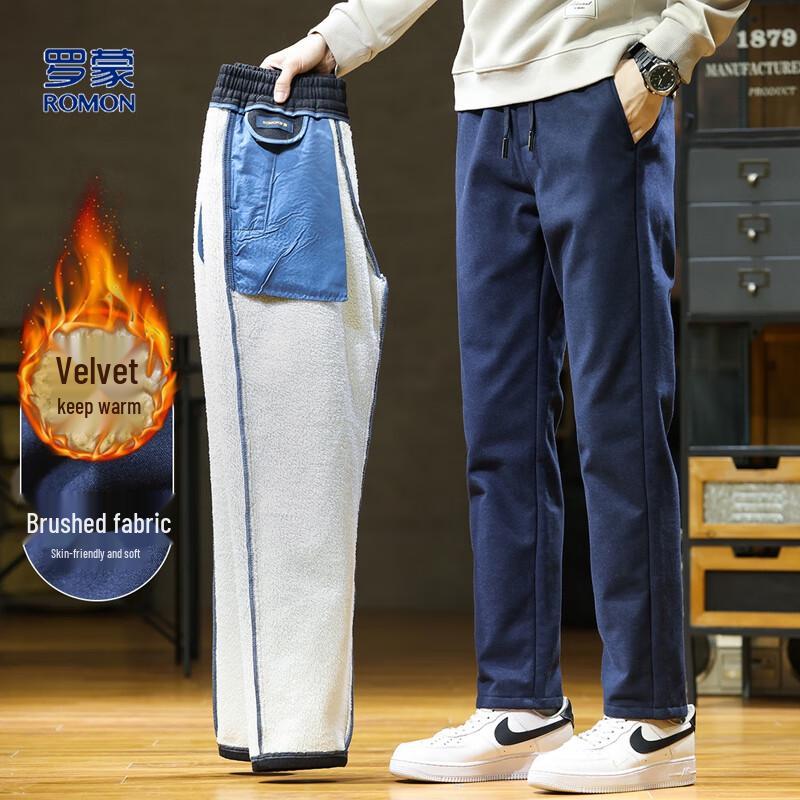 

ROMON Men s Lamb Fleece Lined Straight Fit Casual Pants L