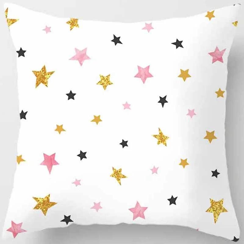 Pink Small Fresh Print Square Pillowcase Home Decoration Car Sofa Cushion Cover (45Cm*45Cm)