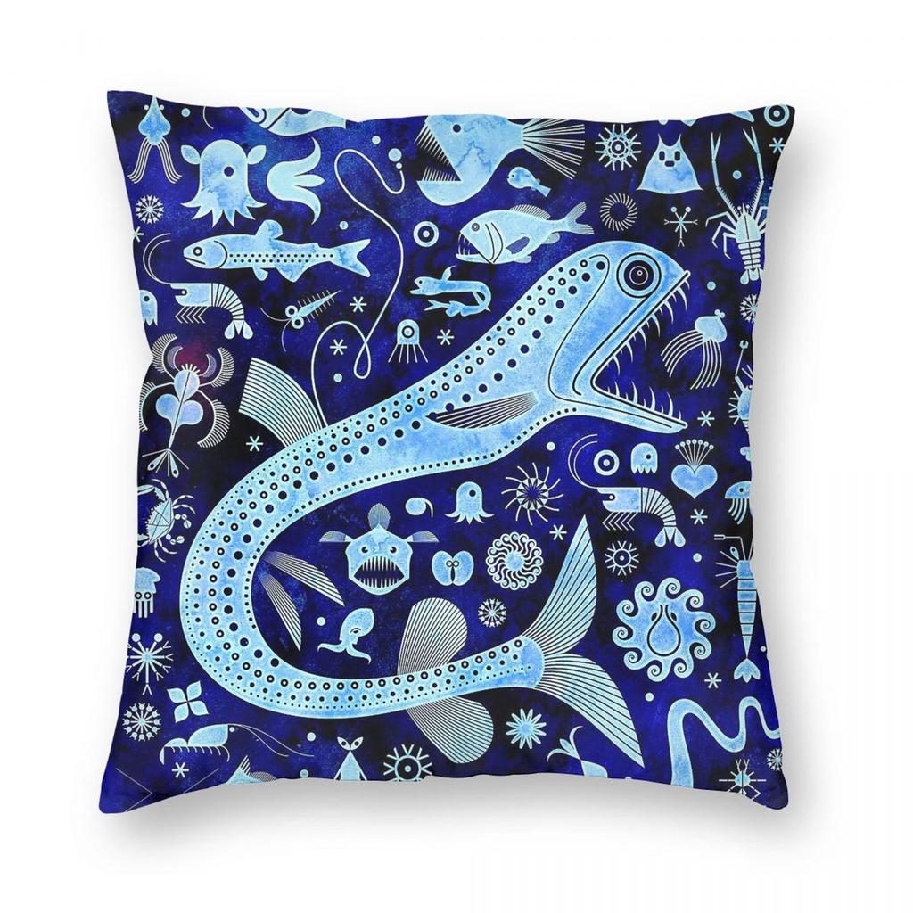 The Abyssal Zone Deep Sea Life Square Pillowcase Polyester Linen Velvet Pattern Decorative Throw Pillow Case Sofa Seater 45X45