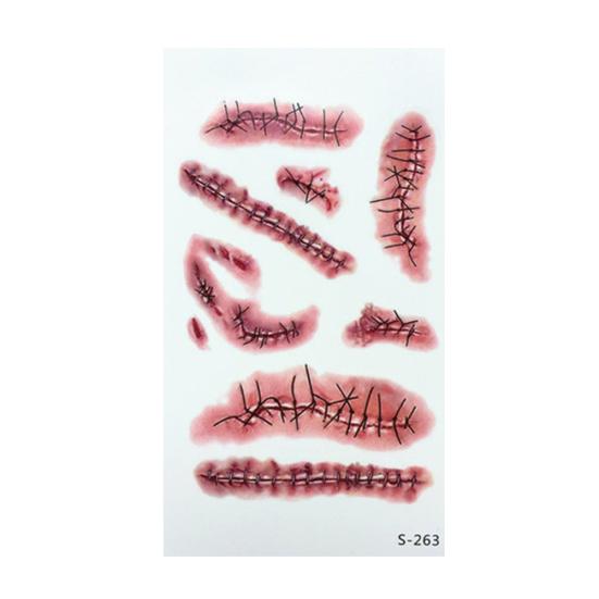 3D Halloween Bloody Scar Temporary Tattoo Sticker Cosplay Body Art Makeup Decal
