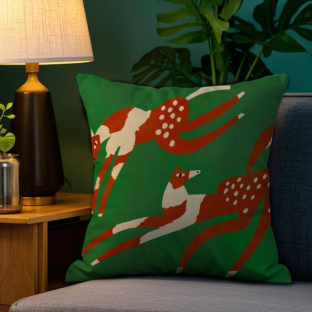 Vantage Abstract Anime Cute Cat Dog Pillow Case Anti-dustmite Pillowcase Invisible Zipper Silky Short Plush Sofa Cushion Cover