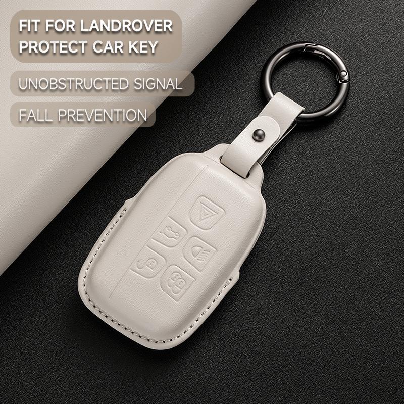 Leather Car Key Cover Case Protection Shell Keychain For Land Rover Range Rover Sport Evoque Freelander Velar Discovery 4 5