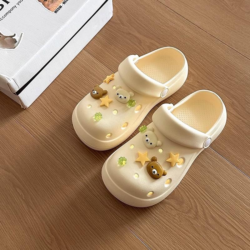 Thick-soled hole shoes women's summer outer wear cartoon cute new heightening non-slip bag head cool slippers