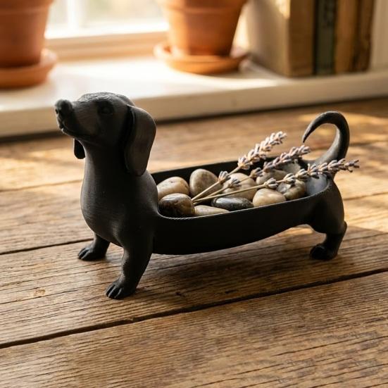 Dackel Geschenk für Hundeliebhaber 3D Gedrucktes Aufbewahrungsfach Schmuck Schlüssel Ohrringe, Kreativer Schreibtisch Schreibtischzubehör Organizer, Tischdekoration Eingangsbereich