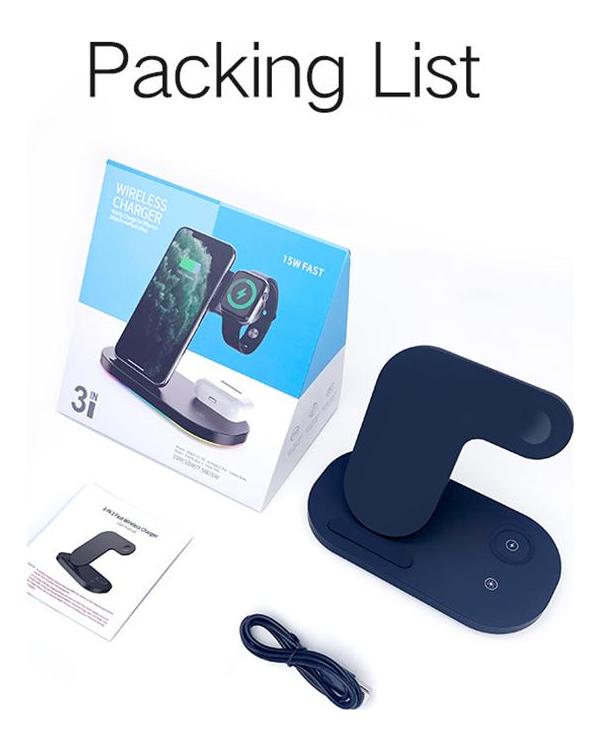 VAORLO 15W 3IN1 Drahtlose Ladegerät Schnell Ladung Für iphone 12 12pro 13 13pro Schnell Laden Telefon Docking Ladegerät Für airpod iWatch