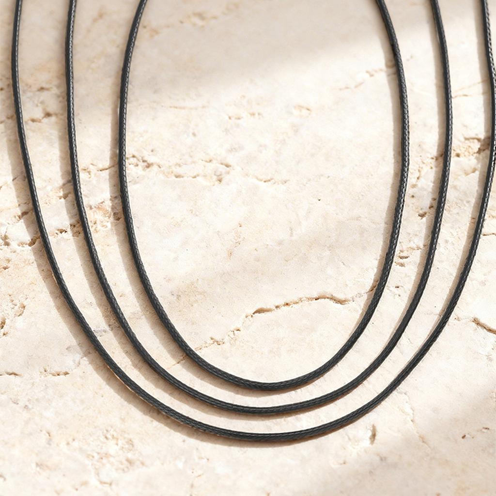 Black Waxed Cord Necklace for Women Minimalist Stainless Steel Clasp 2mm Waterproof Wax Rope Chain for Pendant 16/18/20inch