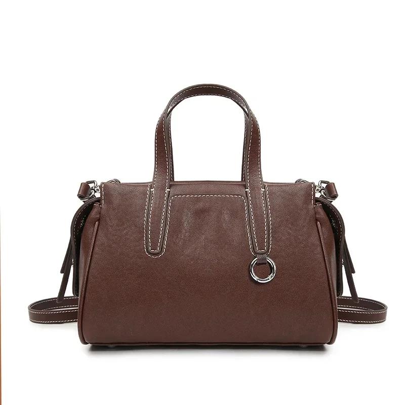 

Women s Cow Genuine Leather Bag Female Crossbody Designer Luxury Shoulder Bags Ladies Casual Commute Soft Cowhide Handbag Lady 22x7x16cm кофейный