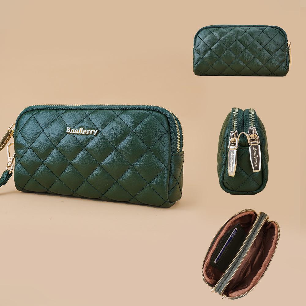 

Baellerry Women s Diamond Lattice Double Zipper Wallet