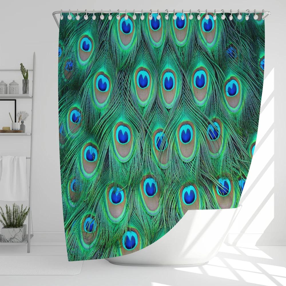 Beautiful Peacock Feathers Shower Curtain Print Modern Nordic Flowers Polyster Fabric Home Decor Bathroom Curtain With Hooks