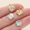 2Piece/Lot 14/18K Gold Color Plated Heart Shape Pendants with Zircon for DIY Bracelets Necklace Jewelry Making Accessories