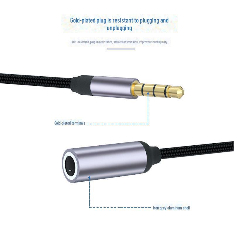 3.5mm Male to Female Braided Headphone Extension Cable with Aluminum Shell