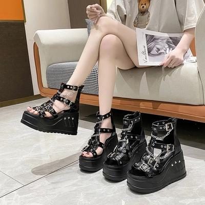 Gothic Ankle Boots for Women Roman Sandals High Quality Platform High Heels Women Boots Casual Peep-toe Women Sandals Sandalias