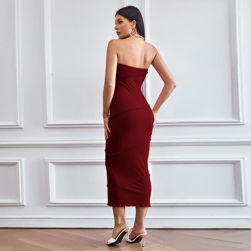 Sexy Strapless Beach Dress Women Casual Fashion Elegant Bodycon Summer Long Dress Party Club Y2k Sleeveless Woman Clothing 25093