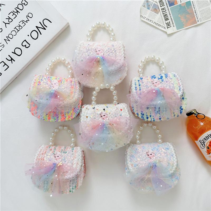 Cute Princess Cartoon Purse Lovely Girls Handbag With Sequins And Chain Strap