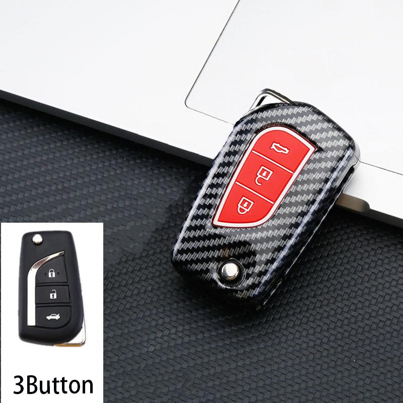 ABS Carbon 2 3 4 Buttons Car Key Case Cover For Toyota Hilux Corolla Avensis Prado Fortuner RAV4 CHR Shell Accessories