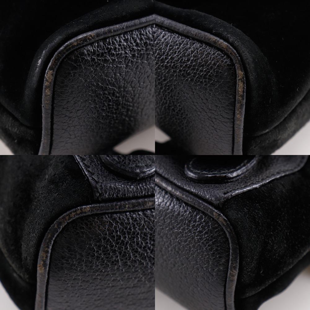 GUCCI Bamboo Backpack Daypack Old Gucci black Suede Women Used