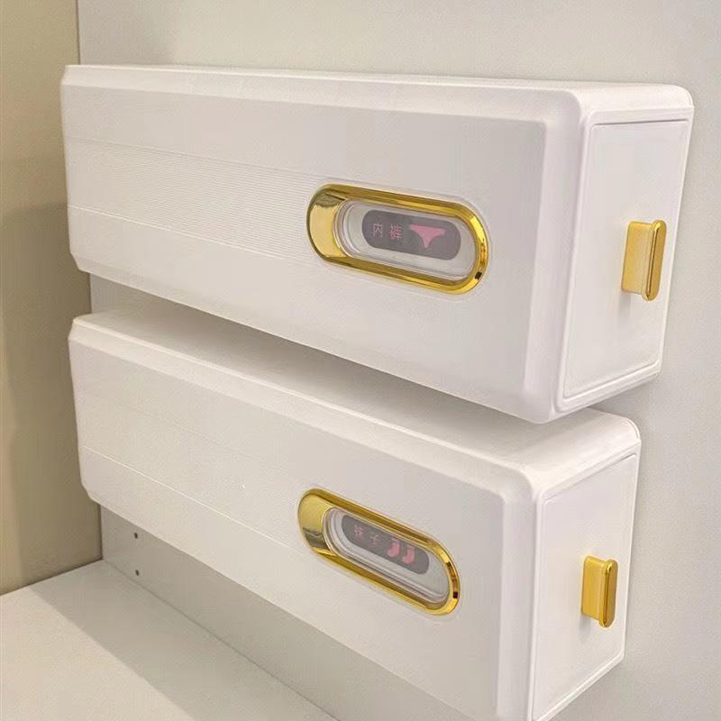 Wall-Mounted Sock & Underwear Organizer: Drawer-Style, Grid Design, Space-Saving Solution