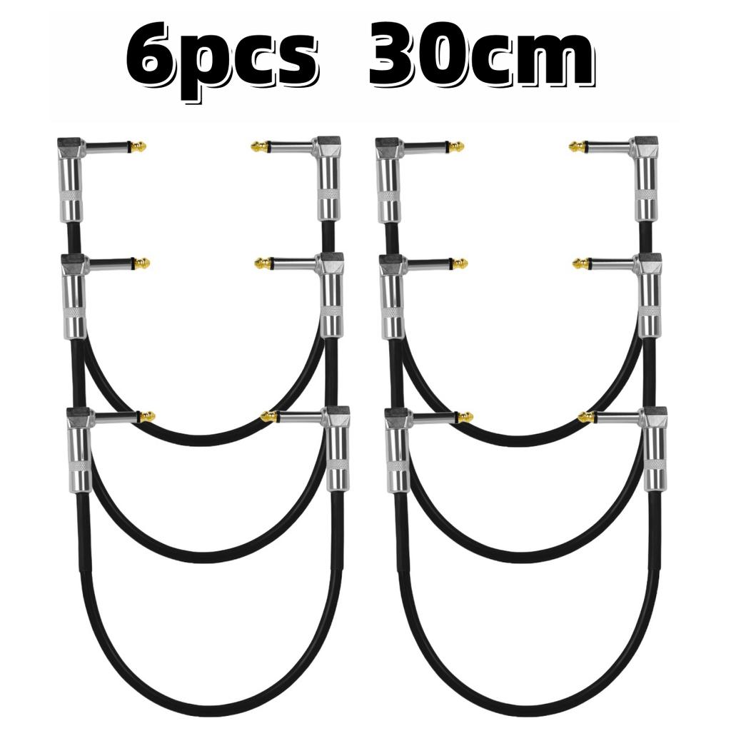 Guitar Effects Cable 15/30/50cm 1/4 Inch Right Angle Cable Instruments Patch Cord 6.35MM Electric Guitar Effect Wire Metal Head