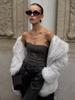 2023 Autumn/Winter Women's Faux Fur Mid-Length Warm Coat D69084