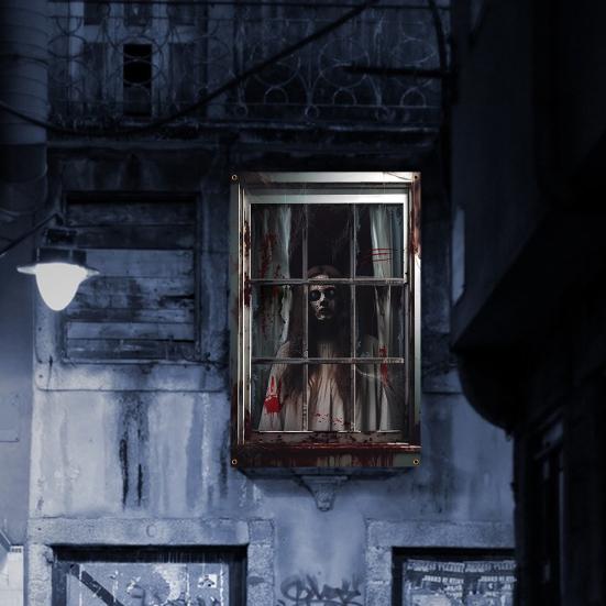 Halloween Vorhang Dekoration Blut Fenster Abdeckung Scary Halloween Fenster Silhouette Poster für Innen