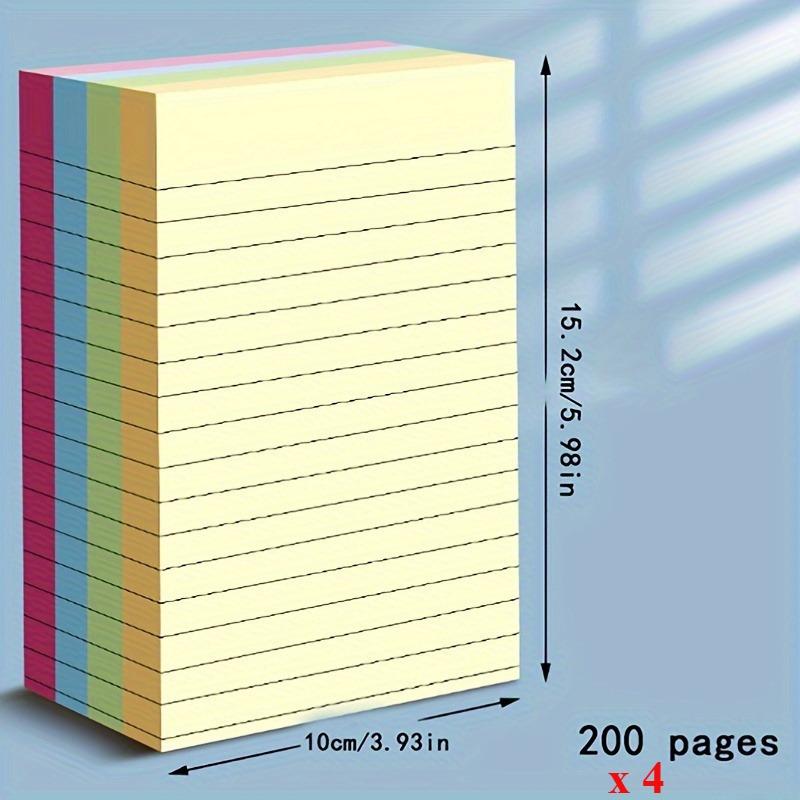 4 Pieces Total 800 Pages Sticky Notes Set, 1 Piece 200 Pages, Portable Lined Self-adhesive Memo Pads for Note-taking, Office, Home